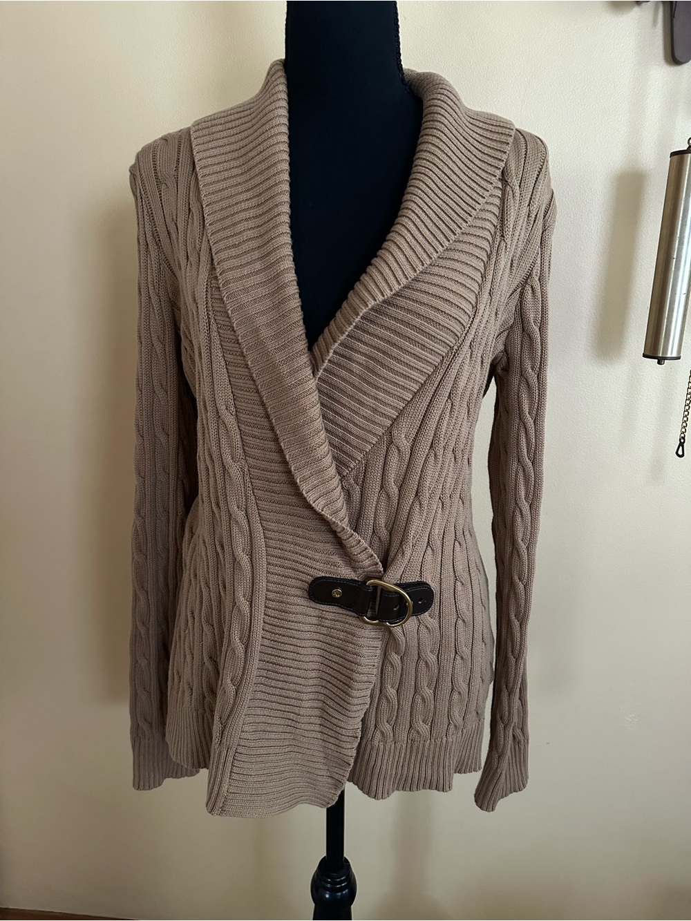 Lauren Ralph Lauren Black Label 100% Cotton Cable Knit Cardigan Women's Size M